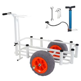Beach Fishing Cart, 350 lbs Load Capacity, Fish and Marine Cart with Two 16" Big Wheels PU Balloon Tires for Sand