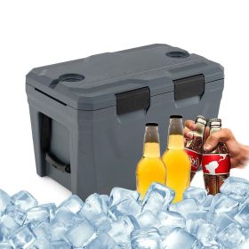 Portable Cooler Hard Shell Ice Chest for Outdoor Camping (Color: Grey, Type: Coolers)